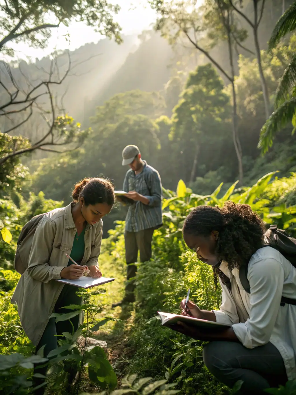 A research team using a drone to collect data in a remote location, demonstrating Navius Systems' support for scientific research. The drone is equipped with specialized research equipment.